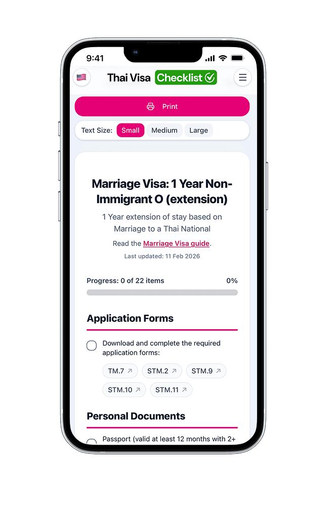 Mobile preview of the Thai Visa Checklist marriage visa checklist